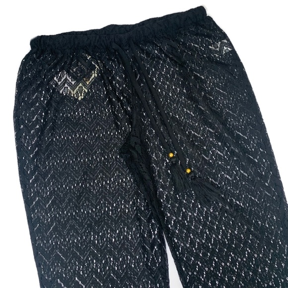 Black Crochet Festival Swim Cover-up Pants - Picture 5 of 12